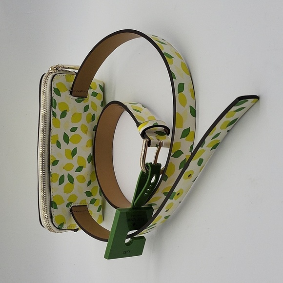 1474- Kate Spade Leather Lemon Print Fanny Pack Women's Belt Size L/XL NWT - Picture 4 of 12